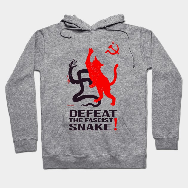 Soviet Cat - Defeat the Fascist Snake Hoodie by nathannunart